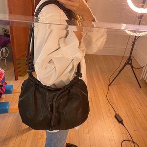 Black Vintage adjustable leather shoulder / cross body / handbag